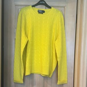 Polo by Ralph Lauren 100% Cashmere Yellow Cable Knit Sweater
